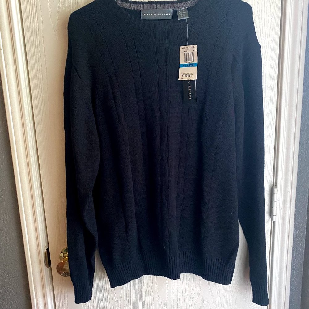 Oscar De La Renta Black Cable Long Sleeve Sweater